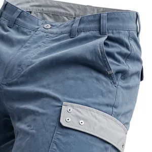 Men's Plus Size Cargo Shorts Mid Waist Button Fly Solid Color Canvas Fabric <b>Denim</b> <b>Material</b> Bermuda Length Casual Style Pockets - Product Image 5