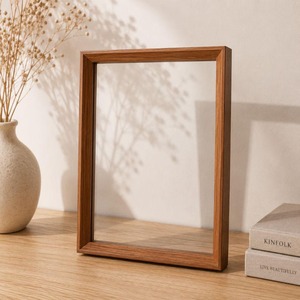 Marco Rectangular de Madera Natural Pulida, Hecho a Mano, Ecológico, de Diseño Moderno, Transparente, para Regalo de Boda, Tamaño Personalizado - Product Image 1