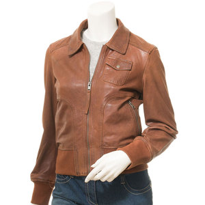 Women's Genuine <b>Leather</b> Bomber <b>Jacket</b> Full Sleeve Turn-down Collar Zipper Closure Women <b>Real</b> <b>Leather</b> Motorcycle Biker <b>Jacket</b> - Product Image 1