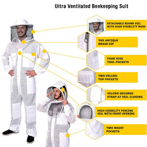 Traje de Apicultura Blanco para Hombre con Capucha de Malla, Overol de Trabajo de Algodón, Equipo de Protección de Seguridad - Product Image 2