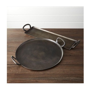 Plateau alimentaire en métal en forme de feuille d'ivoire ou dorée, finition mate durable, pour la restauration - Product Image 5