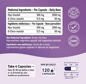 OEM Myo Inositol & D-Chiro Inositol Capsules 40:1 Ratio Dietary <b>Supplement</b> Private Label Manufacturer - Product Image 4