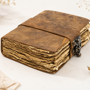 Handmade Rustic Leather Travel Journal – Vintage Antique Leather <b>Diary</b> with Handmade Deckle Edge Blank Pages | Retro Writing - Product Image 1