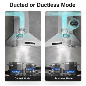 Cappa da cucina a parete da 30 pollici, 900 CFM, convertibile canalizzata/senza condotto, con controllo touch a sensore di movimento, in acciaio inossidabile - Product Image 5