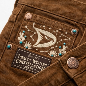 Jeans de Mezclilla de Pierna Recta Dravelle Industry, Color Marrón, Diseño Floral de Cactus Bordado, Estilo Casual de Primavera para Hombre - Product Image 6