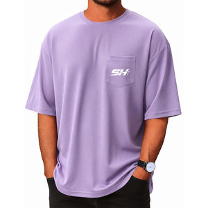 Camiseta Deportiva Extra Grande para Hombre, a la Moda, de Color Sólido, Teñida, Resistente a la Decoloración, con Etiqueta Privada Personalizada - Product Image 3