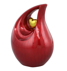 Urne funéraire en métal émaillé rouge en forme de larme, récipient commémoratif personnalisé pour l'enterrement d'un adulte - Product Image 5