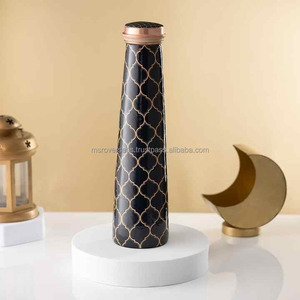 Bouteille d'eau en cuivre écologique à motif floral, laquée, pour les voyages, le camping, la consommation de liquides chauds ou froids - Product Image 4