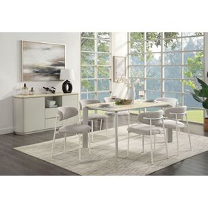 Ingram Light Gray Finish <b>Dining</b> <b>Table</b> with Ceramic <b>Top</b> - Product Image 1