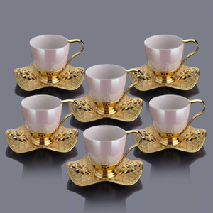 fabulous look Metal Tea Coffee <b>Cup</b> and <b>Saucer</b> in Brass Gold Finished Best Quality Tabletop Serving Tea <b>Cup</b> and <b>Saucer</b> - Product Image 3