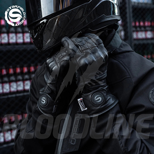 Gants de moto en cuir BLOODLINE à écran tactile, longueur poignet, thermiques, non doublés, écologiques, style sportif, pour cyclisme, utilisation hivernale - Product Image 3