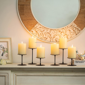 Modern Minimalist <b>Black</b> Metal piece Pillar Candle Holder Set Durable Handmade Matte <b>Black</b> <b>Candlesticks</b> for Home Bedside Decor - Product Image 4