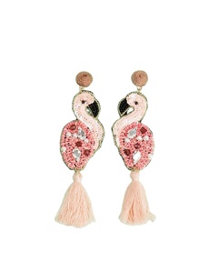Nuevo diseño de pendientes bordados con cuentas de semillas de Flamenco de la India, pendientes hechos a mano para mujeres y niñas - Product Image 1