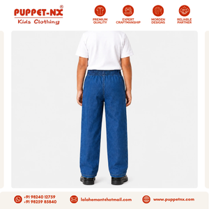 Pantalones Escolares de Mezclilla Azul para Niños al Mejor Precio, Cintura Elástica, Pierna Ancha, Uniformes Escolares, Embalaje para Exportación - Product Image 4