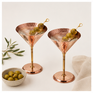 Wholesale Eco-Friendly Solid <b>Copper</b> Martini Glasses Hammered Metal Barware Drinking <b>Cup</b> Shatterproof Vintage Wine Goblets - Product Image 2