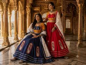 Women's <b>Red</b> <b>Silk</b> Lehenga Choli With White Embroidered Dupatta Traditional Indian Wedding Wear Floor-Length Regular Fit - Product Image 5