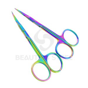 Ciseaux de manucure de qualité chirurgicale supérieure avec poignées ergonomiques fines et esthétique arc-en-ciel pour une précision experte - Product Image 2