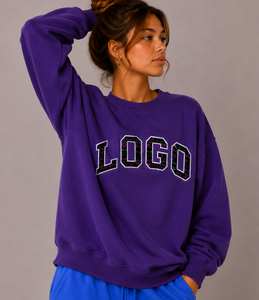Sweat-shirt à col roulé surdimensionné pour femme de haute qualité, 100% coton tricoté, manches courtes, écologique, vêtement d'hiver, logo sur le devant - Product Image 2