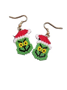 Nouvelle arrivée perlée à la main couleur jaune et verte boucle d'oreille à la mode perle de riz boucle d'oreille de travail manuel d'Inde - Product Image 2