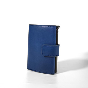 Top Ranking Tilonstar Pop-up <b>Wallet</b> Castello Oiled Waxy Leather Aluminum <b>Card</b> <b>Holder</b> Button RFID Protection Black Brown Navy - Product Image 3