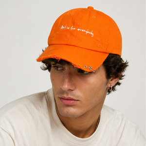 Gorra de Béisbol Personalizada Naranja Desgastada Estilo Papá, Bordada Vintage, Unisex, Streetwear, con Borde Deshilachado y Aspecto Desgastado - Product Image 1