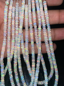 Cuentas de Rondelle facetadas de ópalo etíope de alta calidad de 3-5mm, piedras preciosas naturales de 16 pulgadas de largo con ópalo de fuego superior - Product Image 3