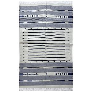 Alfombra de tejido plano a rayas Beige moderna hecha a mano, algodón indio teñido vegetal Natural personalizado de proveedor de confianza - Product Image 1