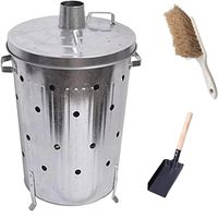 Incinérateur de déchets de jardin portable en acier galvanisé noir avec couvercle, pour brûler les déchets, par Creation HandiCrafts