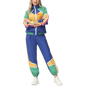 Ensemble de survêtement coupe-vent d'hiver personnalisé pour femme, 2 pièces, broderie, dentelle, patchwork, molleton léger en coton, fermeture éclair - Product Image 2