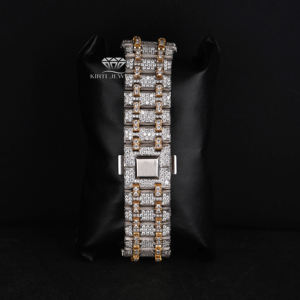 Reloj de Lujo con Esfera Árabe Completamente Adornada con Diamantes Moissanite, en Dos Tonos Amarillo y Blanco, Estilo Hip Hop, de Acero Inoxidable, Personalizado para Hombre - Product Image 4