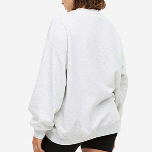 Sudadera Extra Grande de Cuello Redondo para Mujer, Calidad Premium, Color Gris Sólido, 100% Algodón Tejido, Manga Larga, Estilo Casual Otoñal - Product Image 2