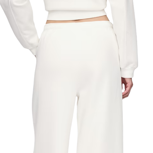 Pantalones de chándal de forro polar para mujer, de pierna ancha, color crema, con cintura elástica, ajuste holgado, suaves, informales, para invierno, con bolsillos - Product Image 4