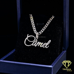 Colgante Personalizado con Nombre Carmel de Diamante Moissanita al por Mayor con Diseño de Letras Iced Out, Cadena en Tono Plata y Calidad Premium - Product Image 2