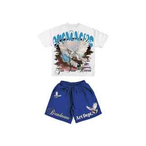 Conjunto de Top y Pantalones Cortos de Algodón Premium de 250 GSM al por Mayor 2026 con Logotipo Serigrafiado, Panel en Contraste y Lavado Ácido Personalizado - Product Image 1
