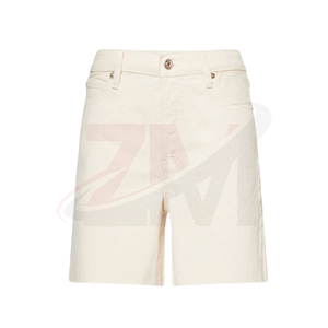 Shorts de Mezclilla de Cintura Media para Mujer, Color Sólido, Casuales, Transpirables, Corte Regular, con Detalle de Botones - Product Image 5