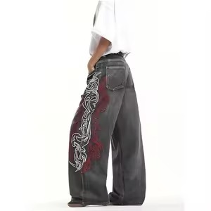 Autumn/Winter Men's Sweet Ripped Zipper <b>Drop</b>-<b>Crotch</b> Knitted Breathable Midweight <b>Jeans</b> Regular Fit Street Life Lip Casual - Product Image 4