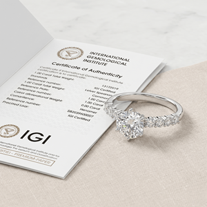Bague de fiançailles personnalisable en or jaune 9K 14K 18K avec diamant de laboratoire taille ronde 1 carat, clarté VVS2, certifié IGI, excellente taille - Product Image 4