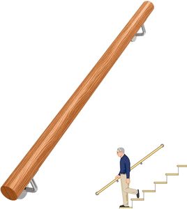 Wooden Round Handrail <b>Wall</b> <b>Mounted</b> Stair <b>Railings</b> For Indoor Outdoor Staircase Safety Support - Product Image 1
