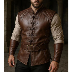 เสื้อกั๊กหนังเทียมทำมือสไตล์ยุคกลาง สีน้ำตาล ชุดเกราะโกธิค คอสเพลย์ ขายส่งจากโรงงาน ปี 2026 - Product Image 1