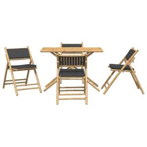 Ensemble bistrot en bambou gris foncé, mobilier de jardin standard en polyester - Product Image 3