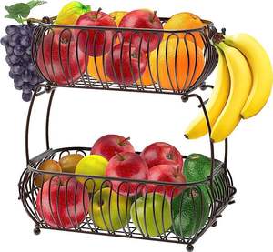 Grand panier à fruits en métal avec une grande capacité de rangement, idéal pour les familles qui stockent de nombreux types de produits frais - Product Image 6