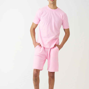 Half Sleeve Custom Logo Printed Men Summer Shorts <b>Set</b> Hip Hop Solid 100% Cotton Quick Dry Trendy Outfit - Product Image 4