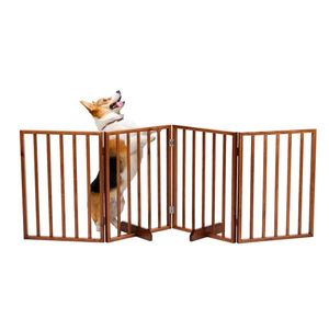 "Brown Wooden Pet Gate for Dogs" - Product Image 1