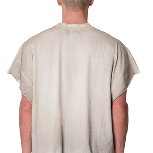 Mens O Neck <b>Sleeveless</b> <b>T</b> <b>Shirt</b> Distressed Neck Front Graphic Loose Fit Raw Hem Streetwear Wholesale Custom OEM Cotton Jersey Tee - Product Image 4