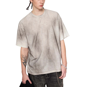 T-shirt Homme Oversize à Manches Courtes Col Rond Tie-Dye Couleur Unie Design Vierge Style Urbain Tricoté 100% Coton - Product Image 4