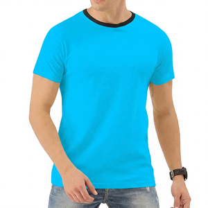<b>Men's</b> White Short Sleeve T-Shirt Slim Fit O-Neck Contrast Trim Casual Jersey Cotton <b>Top</b> - Product Image 2
