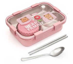 Luxury Rectangular <b>Stainless</b> <b>Steel</b> Lunch Box with Plastic Lid <b>Microwavable</b> & Leak Proof for Everyday Use - Product Image 4