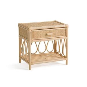 Rattan Nightstand With One Drawer Natural Wood Storage Bedroom Furniture Coastal Modern Design - Product Image 4