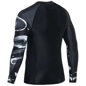 Unisex Long Sleeve Rash Guard Black with Geometric Print Quick Dry Breathable 300g Spandex Polyester Shirt - Product Image 4