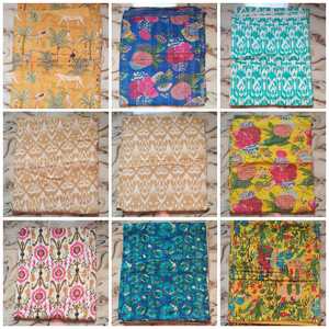 Vintage Handmade Indian Kantha 100% Cotton Reversible Breathable Bedspread <b>Quilt</b> King Size Home Bedroom Decor Boho - Product Image 5